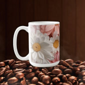 Roze en witte 3D daisy bloem Koffiemok