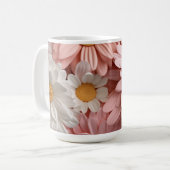 Roze en witte 3D daisy bloem Koffiemok (Voorkant links)