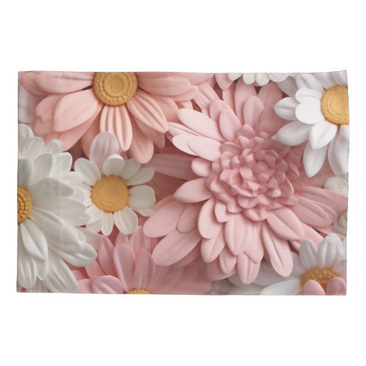 Roze en witte 3D daisy bloem Kussensloop (Achterkant)