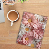 Roze en witte 3D daisy bloem Notitieboek