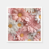 Roze en witte 3D madeliefjesbloem Servet (Voorkant)