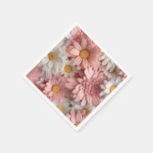 Roze en witte 3D madeliefjesbloem Servet (Hoek)