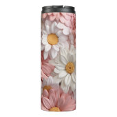 Roze en witte 3D madeliefjesbloem Thermosbeker (Achterkant)