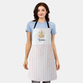 Roze en witte aangepaste naam Pastry Chef Apron Schort (Gedragen)