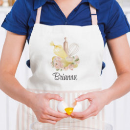 Roze en witte aangepaste naam Pastry Chef Apron Schort