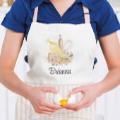 Roze en witte aangepaste naam Pastry Chef Apron Schort