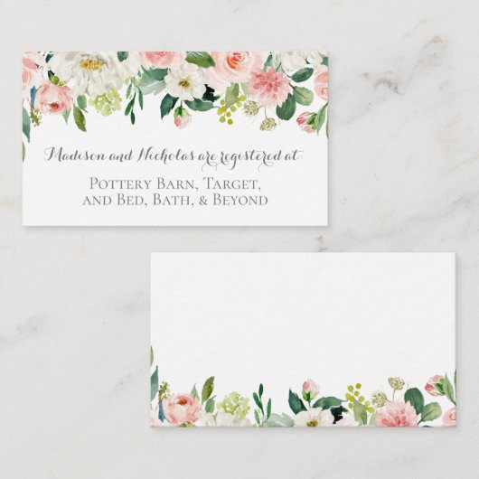 Roze en witte aanloopkaart voor het register visitekaartje (Voorkant / Achterkant)