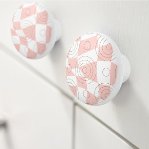 Roze en Witte Abstract Keramische Knop