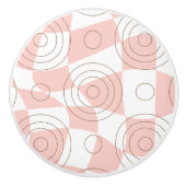 Roze en Witte Abstract Keramische Knop (Voorkant)