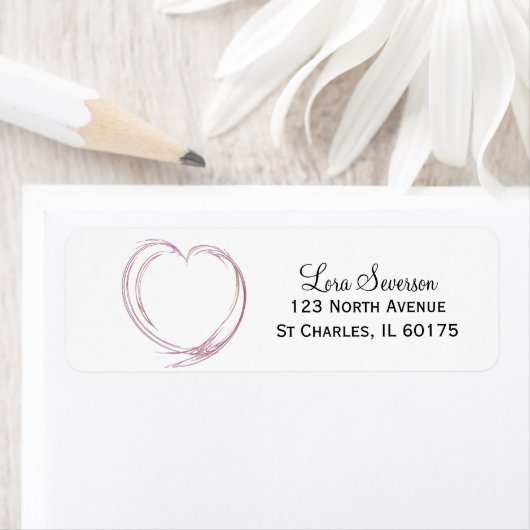 Roze en witte Abstracte hartslag Etiket (Insitu)