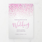 Roze en witte abstracte huwelijksceremonie drieluik programma (Cover)