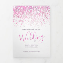 Roze en witte abstracte huwelijksceremonie drieluik programma