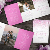 Roze en witte abstracte huwelijksceremonie drieluik programma