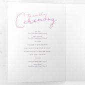 Roze en witte abstracte huwelijksceremonie drieluik programma (Binnenzijde eerst)
