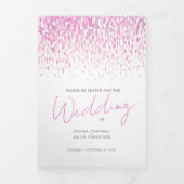 Roze en witte abstracte huwelijksceremonie drieluik programma (Cover)