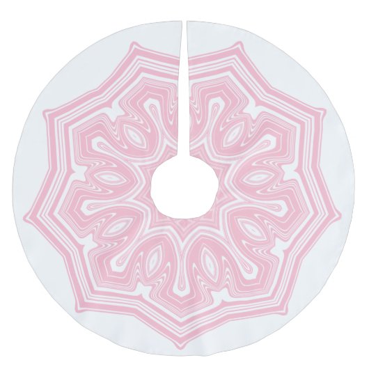 Roze en witte Abstracte Modern Mandala Kerstboom Rok (Voorkant)