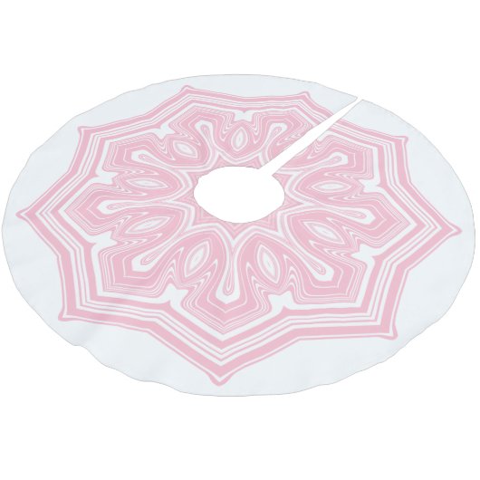 Roze en Witte Abstracte Moderne Mandala Kerstboom Rok (Gekanteld)