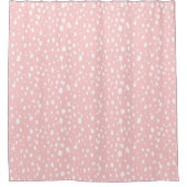Roze en witte abstracte stippen douchegordijn (Voorkant)