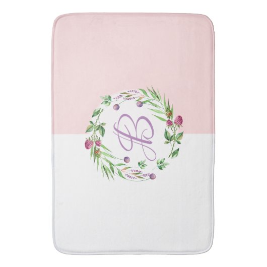 Roze en witte achtergrond fijne bloemen, geschat badmat (Voorkant Verticaal)
