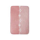 Roze en witte achtergrond met zwarte kant badmat (Voorkant Verticaal)