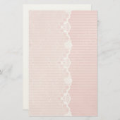 Roze en witte achtergrond met zwarte kant briefpapier (Voorkant / Achterkant)