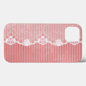 Roze en witte achtergrond met zwarte kant Case-Mate iPhone case (Achterkant (horizontaal))