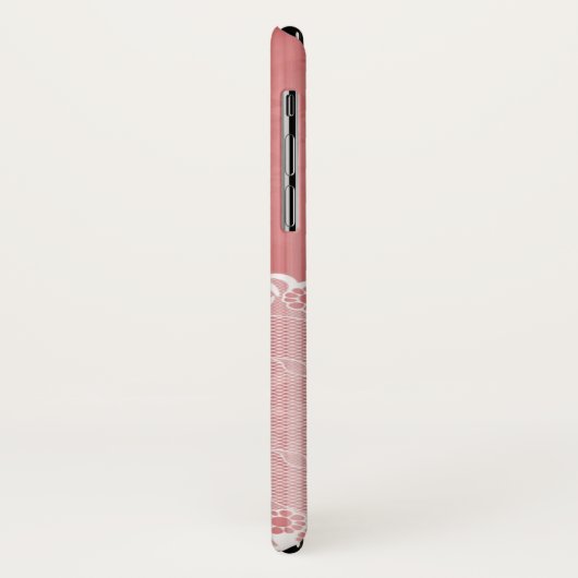 Roze en witte achtergrond met zwarte kant Case-Mate iPhone case (Achterkant/links)