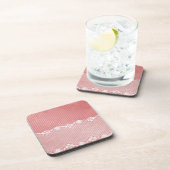 Roze en witte achtergrond met zwarte kant drankjes onderzetter (Rechterzijde)