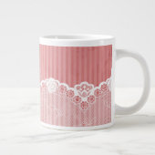 Roze en witte achtergrond met zwarte kant grote koffiekop (Rechts)