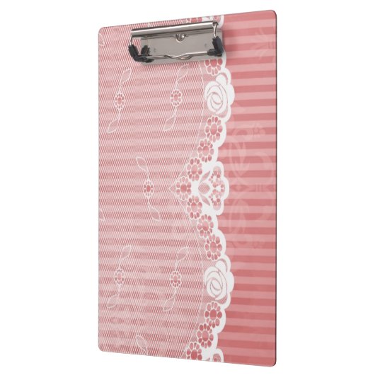 Roze en witte achtergrond met zwarte kant klembord (Links)