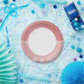 Roze en witte achtergrond met zwarte kant papieren bordje (Feest)