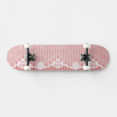 Roze en witte achtergrond met zwarte kant persoonlijk skateboard (Horizontaal)