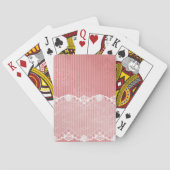 Roze en witte achtergrond met zwarte kant pokerkaarten (Achterkant)