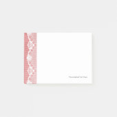 Roze en witte achtergrond met zwarte kant post-it® notes (Voorkant)