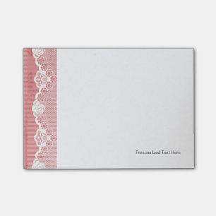 Roze en witte achtergrond met zwarte kant post-it® notes