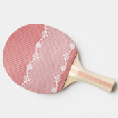 Roze en witte achtergrond met zwarte kant tafeltennisbatje (Zijkant)