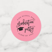 Roze en witte afstudeerfeest klasse van cocktail confetti (Kleine voorkant)