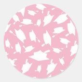 Roze en witte Afstuderen Sticker (Voorkant)