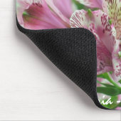 Roze en witte Alstromeria Mousepad Muismat (Hoek)