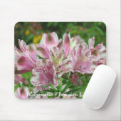 Roze en witte Alstromeria Mousepad Muismat (Met muis)