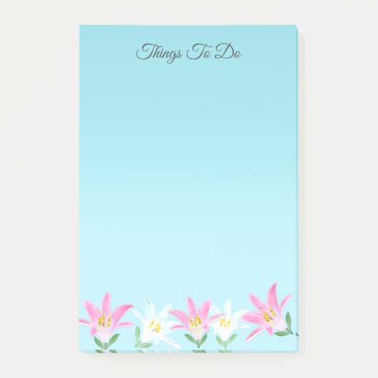 Roze en witte amaryllis over Sky Blue Dingen om te Post-it® Notes (Voorkant)