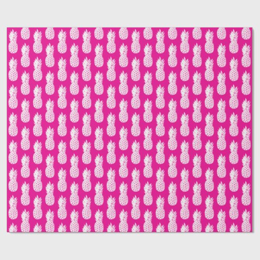 Roze en witte ananas patroon Verjaardag Cadeaupapier (Vlak)
