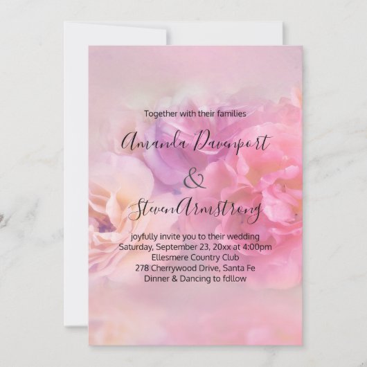  roze en witte anjers Foto bruiloft Kaart (Voorkant)