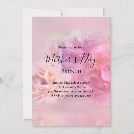 roze en witte anjers Moederdag Brunch Kaart (Voorkant)
