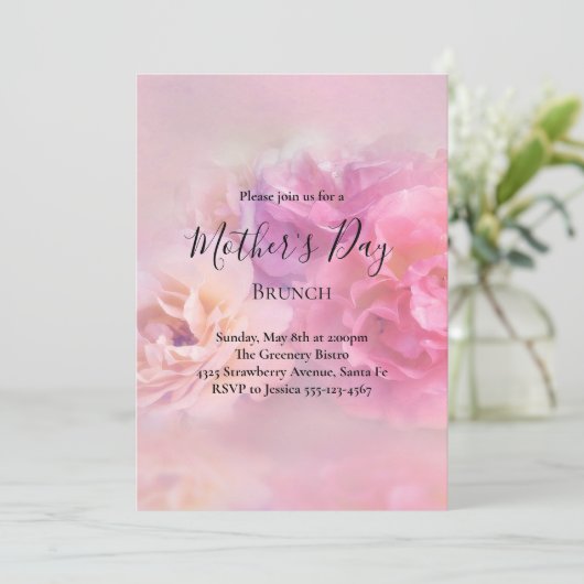 roze en witte anjers Moederdag Brunch Kaart (Staand voorkant)