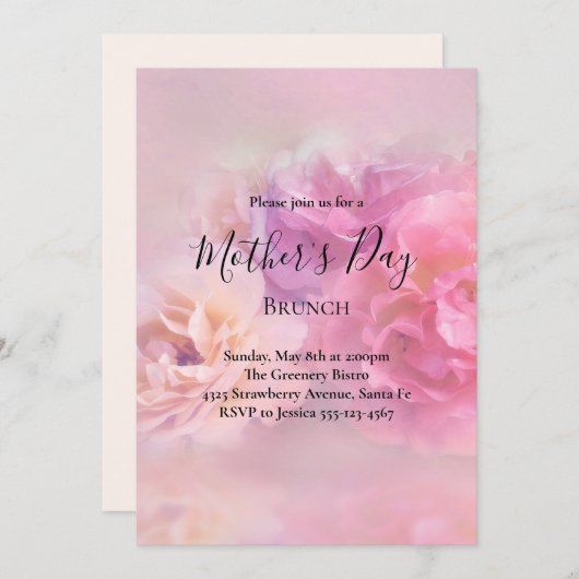 roze en witte anjers Moederdag Brunch Kaart (Voorkant / Achterkant)