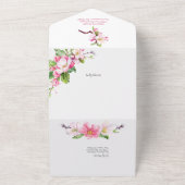 Roze en witte appel Blossom Weddenschap All In One Uitnodiging (Buitenkant)