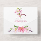 Roze en witte appel Blossom Weddenschap All In One Uitnodiging (Achterkant)