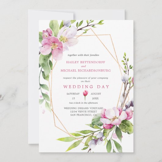 Roze en witte appel Blossom Weddenschap Kaart (Voorkant)
