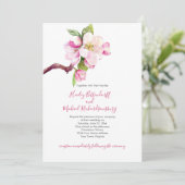 Roze en witte appelbloesem op Twig Wedding Kaart (Staand voorkant)